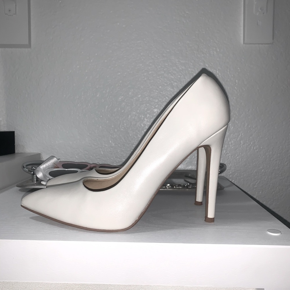 White bridal heels